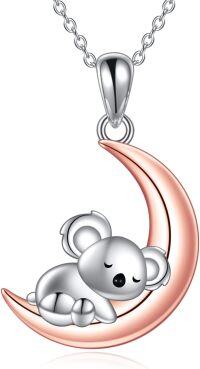 wholesale 925 Sterling Silver Moon & Koala Bear Charm Necklace for Kids-koala