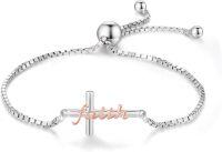 wholesale Sterling Silver Cross Bracelet Faith Christian Religious Jewelry Gift for Women-Rose Gold Faith