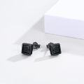 wholesale 925 Sterling Silver Square Cut Black Onyx CZ Stud Earrings 8mm-0-5