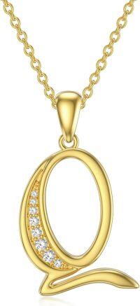 wholesale 14K Gold Moissanite A Z Initial Necklace for Women 16+2 -Q