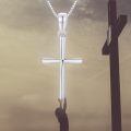 wholesale 14K White Gold Polished Cross Pendant Chain Necklace for Women Girls 20 + Extender-0-16