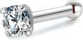 wholesale 14K Gold CZ 6mm 20G Straight Bone Nose Stud Ring Hypoallergenic-0-0