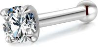 wholesale 14K Gold CZ 6mm 20G Straight Bone Nose Stud Ring Hypoallergenic-white gold
