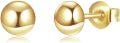 wholesale Gold Metal Round Ball Stud Earrings - Real Stones Gift for Her 6mm-0-0