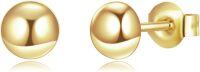 wholesale Gold Metal Round Ball Stud Earrings - Real Stones Gift for Her 6mm-9k