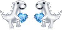 wholesale Sterling Silver Hypoallergenic Dinosaur Stud Earrings for Women-A-Blue