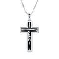 wholesale 925 Sterling Silver Faith Cross Pendant Necklace Blue Sandstone White Gold Plated-0-15