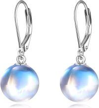 wholesale Sterling Silver Pearl Leverback Dangle Drop Earrings for Women-Moonstone