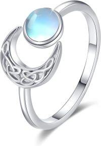 wholesale 925 Sterling Silver Moon Ring Crescent Open Adjustable Gift for Women-Celtic Moon