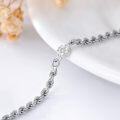 wholesale 925 Sterling Silver Rope Chain CZ Circle Charm Bracelet for Women - 7 inches Length-0-2