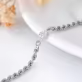 wholesale 925 Sterling Silver Rope Chain CZ Circle Charm Bracelet Wholesale for Women - 7 inches Length-0-2