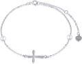 wholesale 14k White Gold Sideways Cross Natural Freshwater Pearl Moissanite Bracelet-0-0