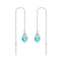 wholesale 925 Sterling Silver Celtic Knot Heart Threader Earrings w 12 Birthstones-12-Dec-Turquoise