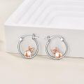 wholesale 925 Sterling Silver Rose Gold Plated Cute Dog Hoop Earrings for Women Girls Gift Animals Jewelry Accessories-0-2