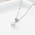 wholesale 925 Sterling Silver Heart Pendant With Pearl Drop-0-3