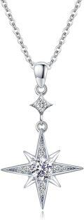 wholesale 925 Sterling Silver Moonstone Star Pendant Necklace for Women Girls -0-0