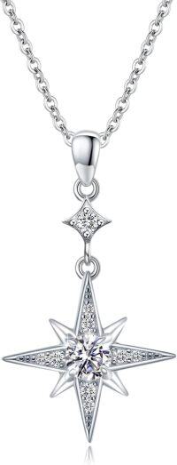 wholesale 925 Sterling Silver Moonstone Star Pendant Necklace for Women Girls -April - Star Necklace