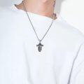 wholesale 925 Sterling Silver Guardian Angel Cross Pendant Necklace Religious Protection Charm Jewelry for Men-0-1