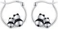 wholesale 925 Sterling Silver Panda Bear Animal Charm Huggie Hoop Earrings-0-0