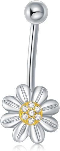 wholesale 925 Sterling Silver 14g 18g Daisy Belly Ring Flower Navel Jewelry Women Gift-Daisy-14G