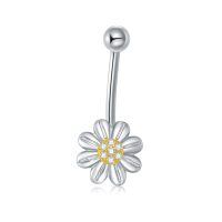 wholesale 925 Sterling Silver 14g 18g Daisy Belly Ring Flower Navel Jewelry Women Gift-Daisy-14G