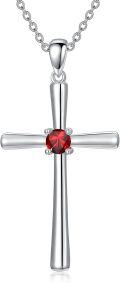 wholesale 925 Sterling Silver Birthstone Cross Necklace for Women 18 20-0-0