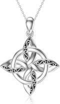 wholesale 925 Sterling Silver Triquetra Celtic Knot Witch's Pendant Necklace for Women Girls Wicca Pagan s 45cm Chain Length-0-0