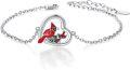 wholesale 925 Sterling Silver Heart-Shaped Cardinal Bird Charm Bracelet/Anklet Gift for Women-0-0