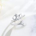 wholesale 925 Sterling Silver Cartoon Pig Adjustable Open Thumb Ring for Women Girls Gifts-0-2