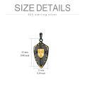 wholesale 925 Sterling Silver Knight's Templar Shield Pendant Necklace w/ Gold Accents & Bible Verse - Joshua 1:9-0-4