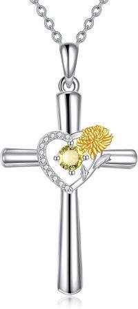 wholesale 925 Sterling Silver Birthstone Flower Necklace Christian Valentine s Birthday Gifts for Women ( )-Nov