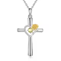 TOUPOP Sterling Silver Birthstone Birth Flower Necklace Christian Gifts-0-0
