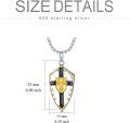 wholesale Sterling Silver Knights Templar Shield Pendant Necklace with Cross Joshua 1 9 Verse Unisex-0-10
