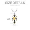 wholesale 925 Sterling Silver Knight's Templar Shield Pendant Necklace w/ Gold Accents & Bible Verse - Joshua 1:9-0-10