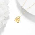 wholesale 14K Gold Heart-Shaped Cat and Girl Pendant Necklace - I Love You Forever Message-0-4