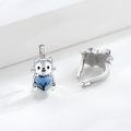wholesale 925 Sterling Silver Cat Heart Blue Crystal Studs Huggies Earrings for Women Girls-0-1