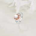 wholesale 925 Sterling Silver Pearl & Crystal Rose Flower Adjustable Ring for Women Girls-0-2