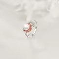 wholesale 925 Sterling Silver Pearl & Crystal Rose Flower Adjustable Rings Wholesale for Women Girls-0-2