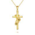 wholesale 14K Gold Sunflower Cross Pendant Necklace for Women Gifts - Mothers Day Jewelry-0-0