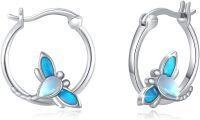 wholesale 925 Sterling Silver Butterfly Moonstone Huggie Hoop Earrings-Moonstone Dragonfly Earrings