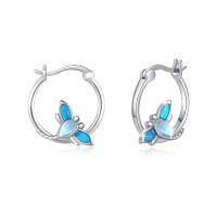 wholesale 925 Sterling Silver Butterfly Blue Enamel Opal Hoop Earrings For Women-Moonstone Dragonfly Earrings