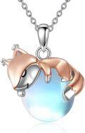 wholesale 925 Sterling Silver Fox Moonstone Heart Pendant Necklace-0-0