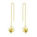 wholesale 925 Sterling Silver Bee Honeycomb Threader Earrings for Women Zirconium Long Chain Dangle Earrings for Girls Birthday Anniversary Gift-0-0