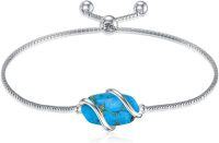 wholesale  Sterling Silver Gemstone Dainty Link Bracelet for Women -A-Turquoise-December