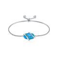 wholesale 925 Sterling Silver Abalone Shell Square Charm Adjustable Bolo Bracelet for Women-0-78