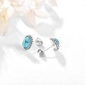 wholesale 925 Sterling Silver Oval Turquoise Stud Earrings with Braided Edge and Blue Stone for Women's Fashion Accessories-0-2