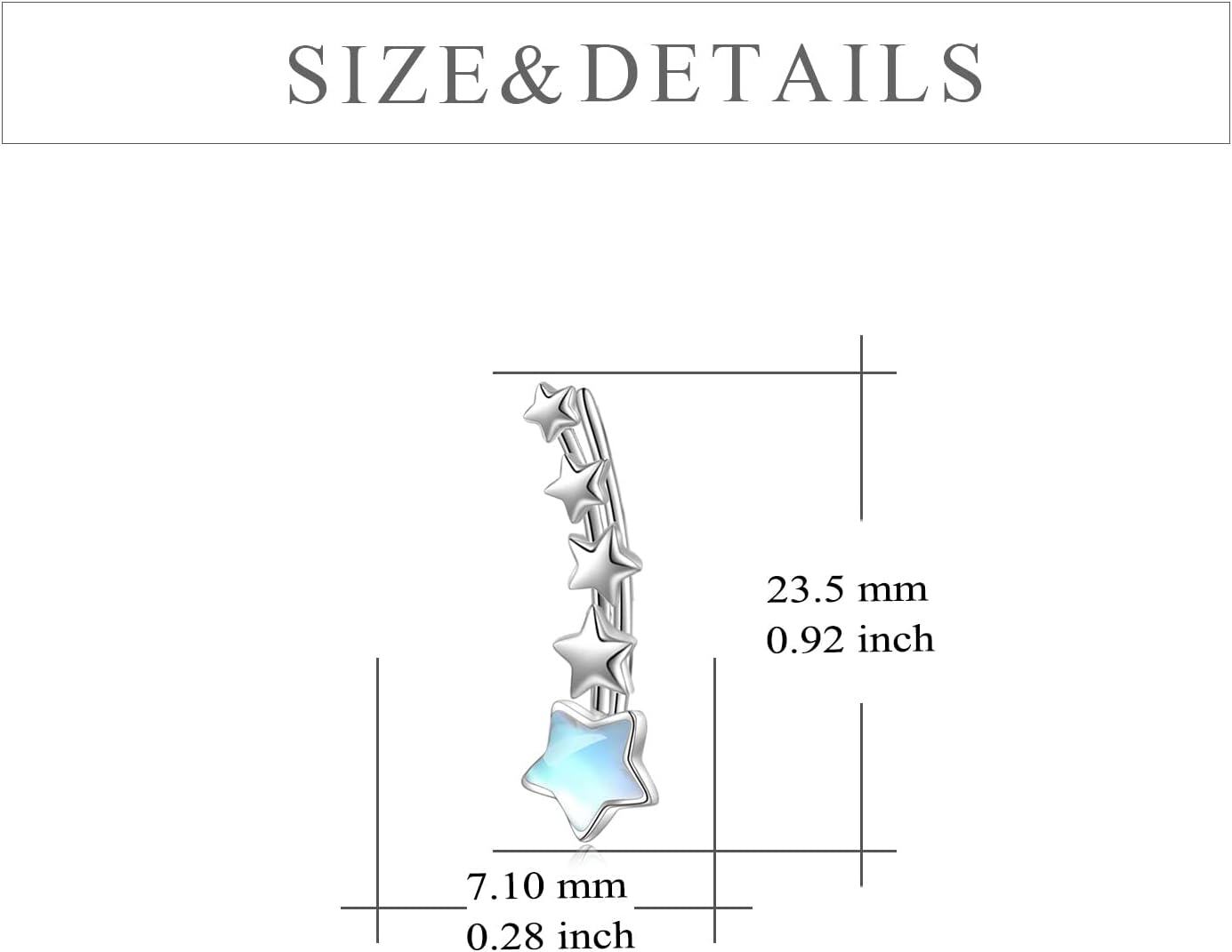 925 Sterling Silver Star & Moon Studs Hoop Earrings for Women Girls -0-3