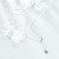 wholesale 925 Sterling Silver Turquoise Stone Feather Pendant Lariat Necklace for Women-0-4