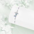 wholesale 925 Sterling Silver Butterfly Cross Bracelet With Blue Enamel And Crystal Details-0-2