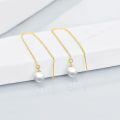 wholesale 14k/18k Solid Gold Long Threader Earrings with Pearl Dangle Ear Line s-0-7